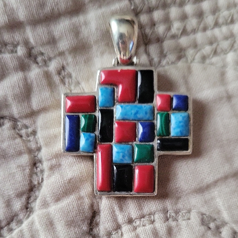 Colorful Mosaic Pendant Necklace